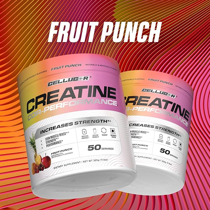 Cellucor Creatine Powder, Fruit Punch Flavor - Increases Strength, Lean Muscle Mass & Endurance, Micronized Creatine for Fast Absorption, 5g Creatine per Serving, 50 Servings