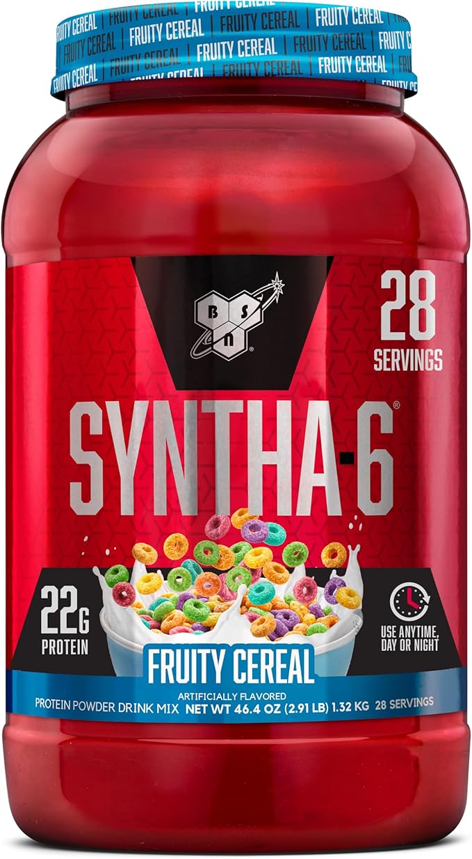 BSN SYNTHA-6 Whey Protein Powder with Micellar Casein, Milk Isolate, Fruity Cereal, 28 Servings (Packaging May Vary)