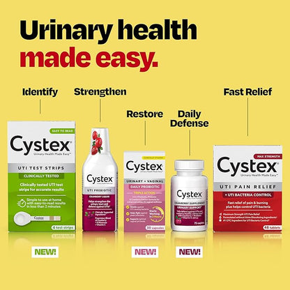 Cystex Urinary Tract Infection Support and Prevention for Men and Women, Cranberry Prebiotic Supplement for UTI Protection & Urinary Health Maintenance, D-Mannose & Vitamin C, 7.6 oz (2 Pack)