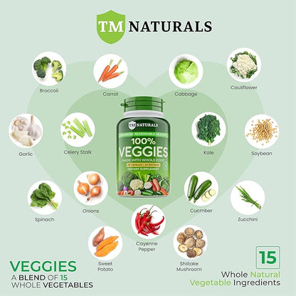 Fruit and Veggies Supplement - Super Greens Men's and Women's Multivitamin -90 Fruit and 90 Vegetables Capsules - Boost High Protein & Energy - 90 Count (Pack of 2) + Travel Size Pill Box