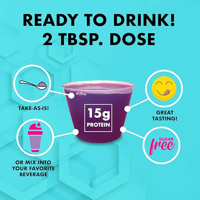 Nutritional Designs LPS Liquid Collagen & Whey Protein Supplement - Non-GMO Drink, Sugar-Free - Promotes Healthy Skin & Hair for Men & Women, Peach Mango, Single Serve (100 Packets)