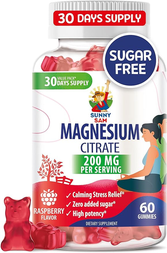 Magnesium Gummies for Kids & Adults - 200mg - Calm Magnesium Chews - Magnesium Citrate Chewable Supplement for Mood & Muscle Support