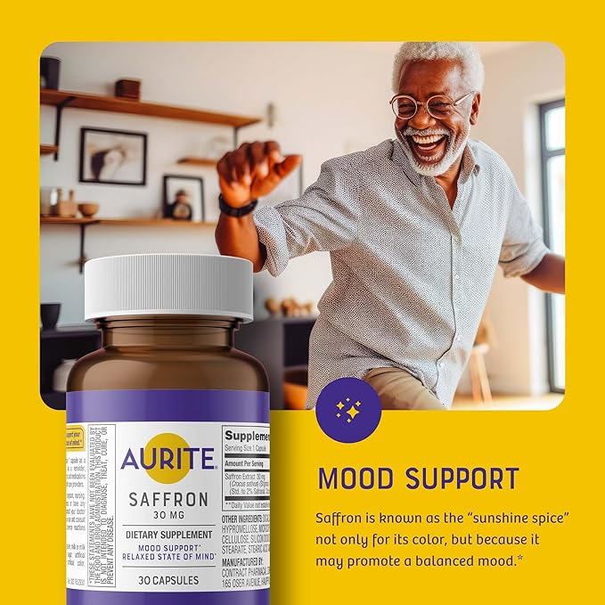 Saffron Supplement for Women & Men. 30 Count, Vegetarian Friendly, Non-GMO, Gluten-Free, Soy-Free (1 Month of Supply)