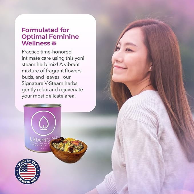 Yoni Steam Herbs Signature Blend, Yoni Herbs for Cleansing and Toning, Use in V Steam Seat or Sitz Bath, Up to 11 Steams, 1.5 oz - Leiamoon