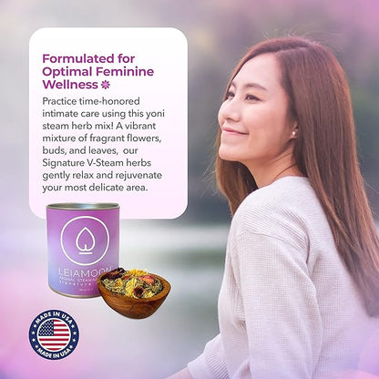 Yoni Steam Herbs Signature Blend, Yoni Herbs for Cleansing and Toning, Use in V Steam Seat or Sitz Bath, Up to 11 Steams, 1.5 oz - Leiamoon