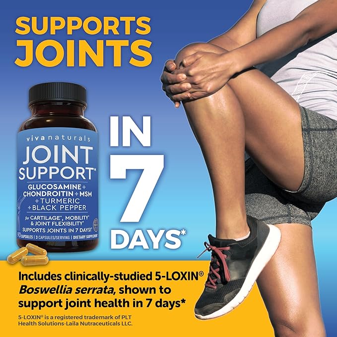 Glucosamine Chondroitin MSM Joint Support Supplement, 90 Capsules - with Turmeric, Black Pepper, Boswellia and Hyaluronic Acid - Joint Health Supplement for Mobility, Flexibility and Comfort