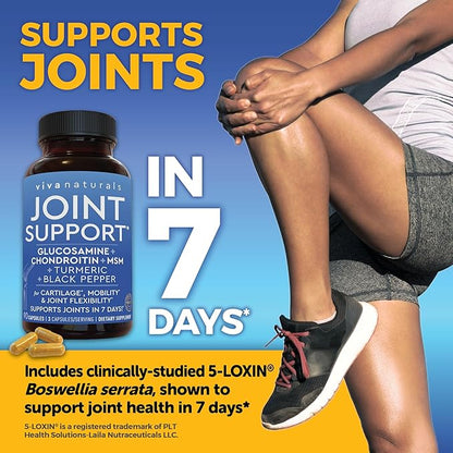 Glucosamine Chondroitin MSM Joint Support Supplement, 90 Capsules - with Turmeric, Black Pepper, Boswellia and Hyaluronic Acid - Joint Health Supplement for Mobility, Flexibility and Comfort