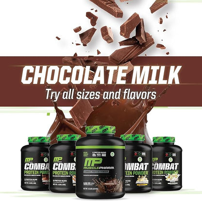 MusclePharm Combat Protein Powder, Chocolate Milk Flavor, Fuels Muscles for Productive Workouts, 5 Protein Sources Including Whey Protein Isolate & Egg Albumin, Gluten Free, 6.2 lb, 77 Servings