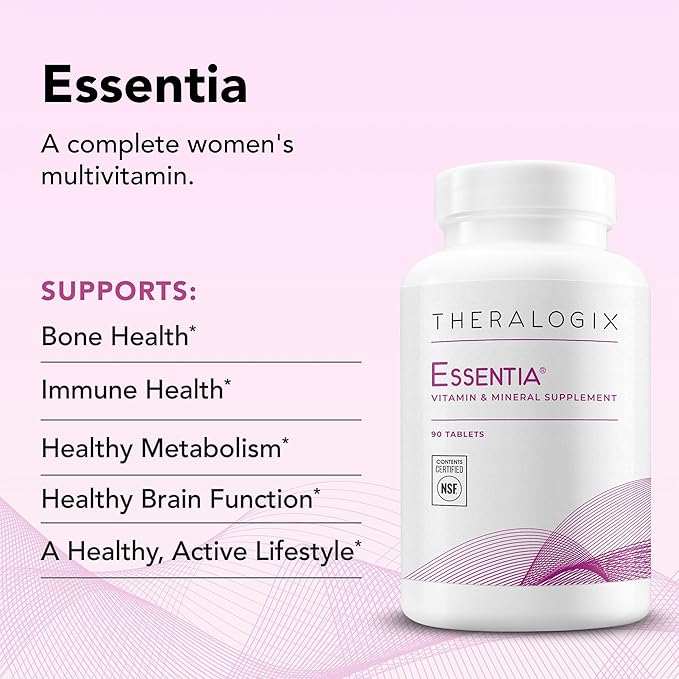 Theralogix Essentia Multivitamin for Women - 90-Day Supply - Women's Daily Multivitamin - Supports Immune Health & Bone Health - Includes Vitamin C, Vitamin D, Zinc & More - NSF Certified - 90 Tablets