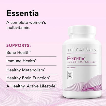 Theralogix Essentia Multivitamin for Women - 90-Day Supply - Women's Daily Multivitamin - Supports Immune Health & Bone Health - Includes Vitamin C, Vitamin D, Zinc & More - NSF Certified - 90 Tablets
