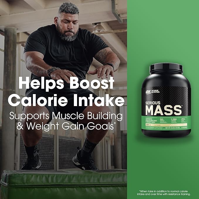 Optimum Nutrition Serious Mass, Weight Gainer Protein Powder, Mass Gainer, Vitamin C and Zinc for Immune Support, Creatine, Vanilla, 6 Pound (Packaging May Vary)