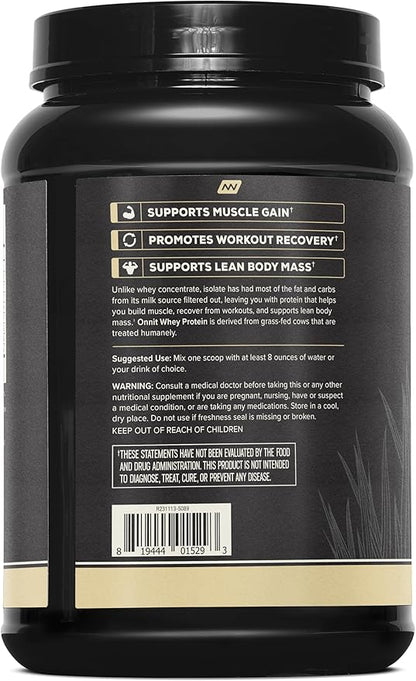 ONNIT Grass Fed Whey Isolate Protein - Vanilla (30 Servings)