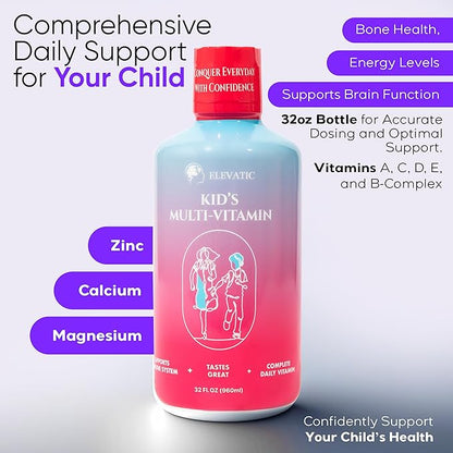 Kids multivitamin | 32 Fl.oz (960ml) | Children’s Favourite Liquid multivitamin Formula | Ensuring Daily Essential Nutrition for Kids | Free from Allergens, Artificial Colors & Flavors