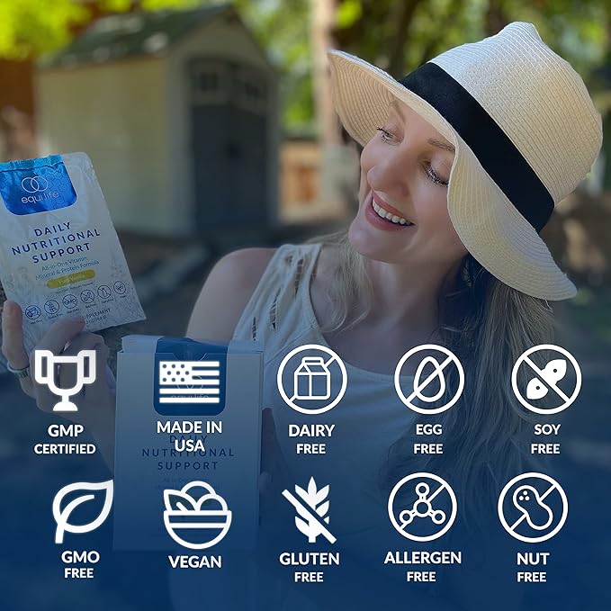 Equilife - Daily Nutritional Support, Organic and Plant Based Protein Powder, All-in-one Multivitamin, May Help Boost Energy and Mood, Gut-Cleansing Aid and Skin Health (Pure Vanilla,14 Packets)