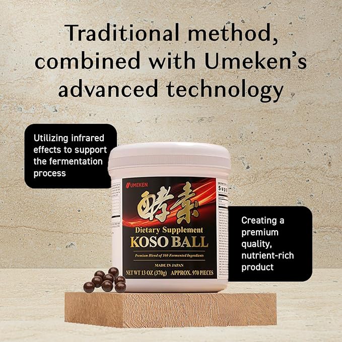 Umeken Koso Ball Infused with Pure 160 Fermented Ingredients, Japanese Supplements for Overall Wellness & Balanced Nutrition, Large 1 Pack, 970 Pieces
