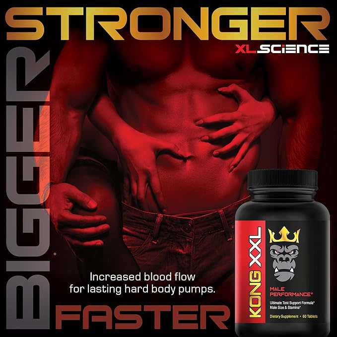 Kong XXL- Ultimate Male Performance and Enlargement Pills for Men- Add 3-6” in 60 Days- Enhanced Size, Drive, Strength and Endurance - Boost Performance- 60 Tablets