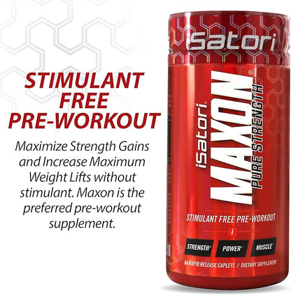 iSatori Maxon Stim Free Pre Workout Tablets, Pure Strength & Performance Formula with Kre-Alkalyn Creatine, Fenugreek, Agmapure & elevATP, Caffeine Free Pre Workout for Men, 84 Tablets