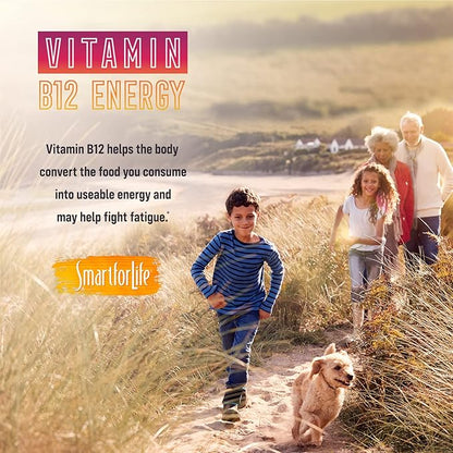 B12 Gummy Vitamins - 1500 mcg Vitamin B12 Gummies for Adults and Kids - Helps with Energy, Metabolism, Bone Nervous System Support - Raspberry Flavor - 60 Count - 60 Day Supply