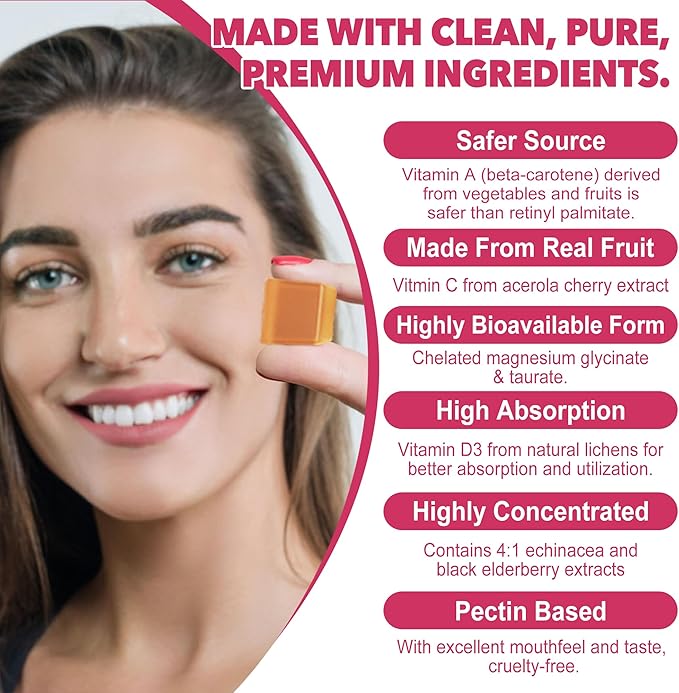 Multivitamin Gummies Daily Immunity Booster, Natural Herbal Elderberry, Echinacea, Turmericm, Vitamin A C, D3 5000IU, E, Zinc, Selenium, Magnesium Support Immune, Cellular Health & Bone Strong, 2 Pack