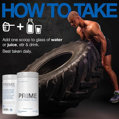 DRINK HRW Prime Men's Health Supplement - Enhance Muscle, Strength, Vitality - Scientifically Validated, Premium Ingredients - Boost Energy, Endurance with Creatine+ GAA - Peach Mango (30 Servings)