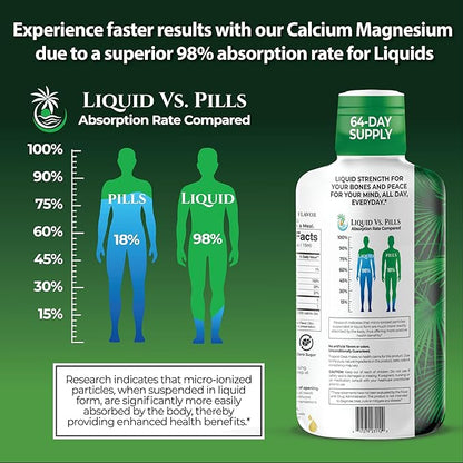 Tropical Oasis Liquid Calcium Magnesium | Promotes Strong Bones & Healthy Teeth | 98% Max Absorption | 32 Fl Oz, 64 Serv