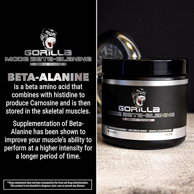 Gorilla Mode Beta-Alanine – Carnosine Precursor/Enhanced Muscular Endurance / 3.2 Grams per Servings