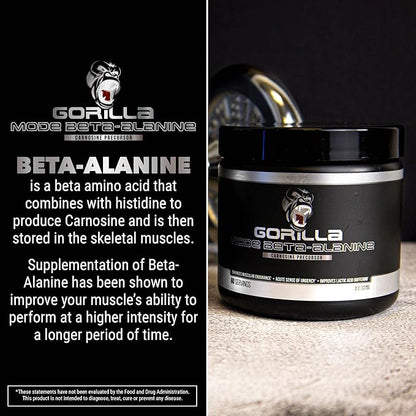 Gorilla Mode Beta-Alanine – Carnosine Precursor/Enhanced Muscular Endurance / 3.2 Grams per Servings