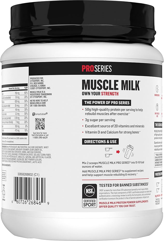 Muscle Milk Pro Series Protein Powder, Strawberry, 2 Pounds (Pack of 1)