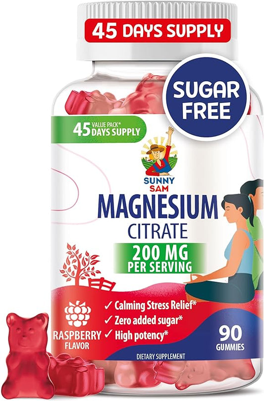 Magnesium Gummies for Kids & Adults - 200mg - Calm Magnesium Chews - Magnesium Citrate Chewable Supplement for Mood & Muscle Support