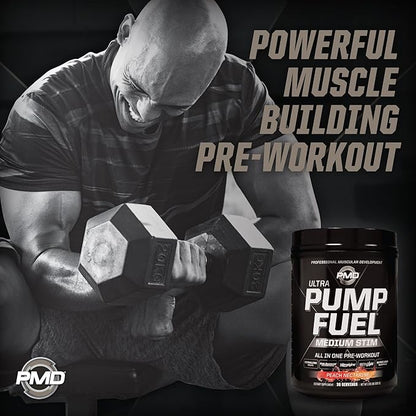 PMD Sports Ultra Pump Fuel - Pre Workout Drink Mix - Energy, Strength, Endurance, Recovery - Complex Carbohydrates and Amino Energy-Peach Nectarine (30 Servings)