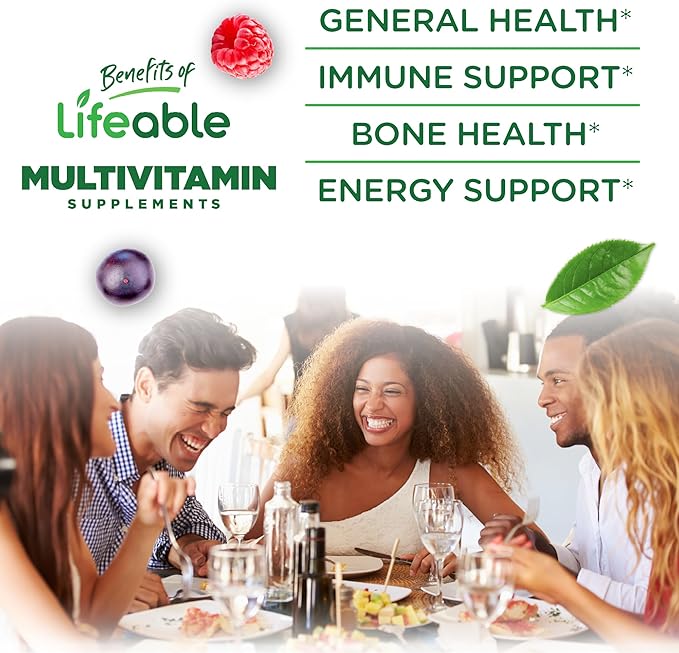 Lifeable Sugar Free Multivitamin Gummies | with Vitamin A, C, D, E, Niacin, B6, Folate, B12, Biotin, Pantothenic Acid, Iodine, Zinc | Great Tasting Adult Multivitamin Gummy | 90 Gummies