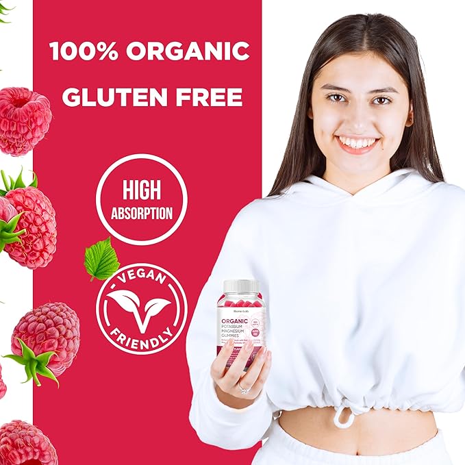 Potassium Magnesium Gummies with Vitamin D3 B6 C - High Absorption Potassium 99mg Magnesium Glycinate 250mg Chewable Supplements for Women Men Adults Kids