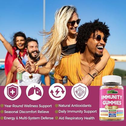 Multivitamin Gummies Daily Immunity Booster, Natural Herbal Elderberry, Echinacea, Turmeric, Vitamin A C, D3 5000IU, E, Zinc, Selenium, Magnesium Support Respiratory, Cellular & Bone Health, 1 Pack