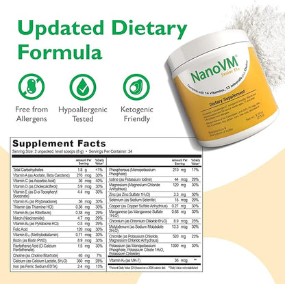 Senior 71+, Allergen-Free Vitamin Supplements, Unflavored Multivitamin Powder with 14 Vitamins & 13 Minerals, Low-Carbohydrate Mineral Supplements, 275g - Solace Nutrition