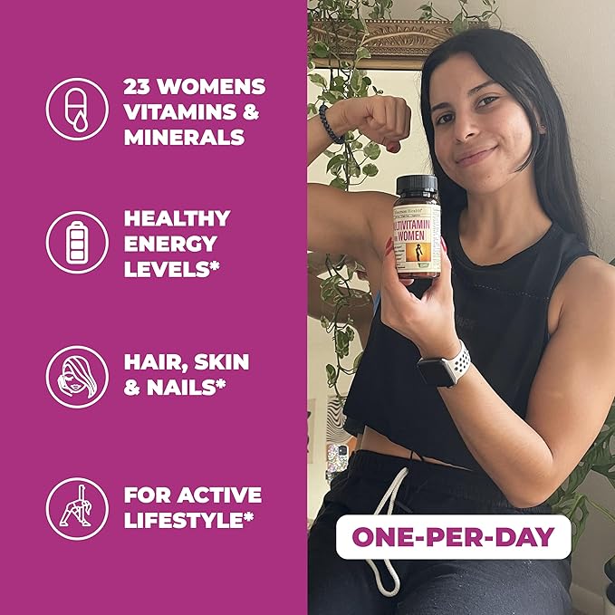 Multivitamin for Women - Daily Womens Multivitamin & Multimineral with Vitamin A, C, D, E, B12, Zinc and Iron. Vitamins for Women - Womens Vitamins for Energy, Focus, and Womens Health. 30 Tablets