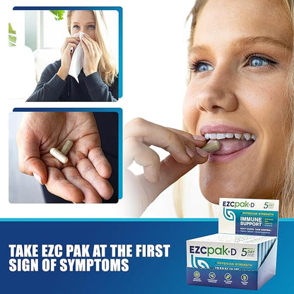 EZC Pak 5-Day Immune System Booster with Echinacea, Vitamin C, Zinc & Vitamin D - Tapered Immune Support Supplement for Adults - Supports Immunity, Easy Travel-Size Supplement Pack - (Pack of 6)