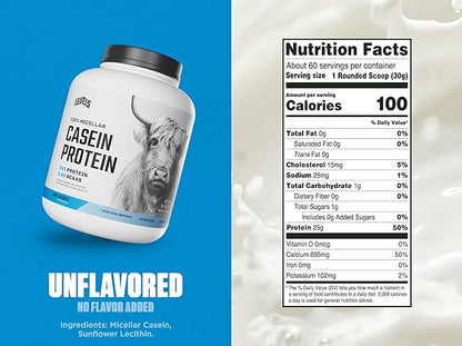 Levels 100% Micellar Casein Protein, No Hormones, Unflavored, 4LB