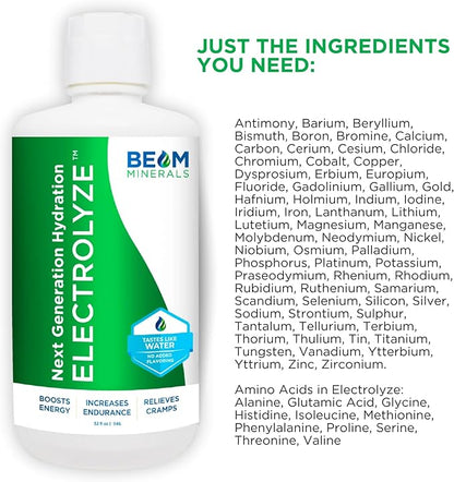 Electrolyte Imbalance Solution | BEAM Minerals Electrolyze | Gold Standard Electrolytes Replenishment | Electrolyte Supplement Liquid | Fulvic Acid Trace Mineral Micronutrients Supplements | Ketogenic
