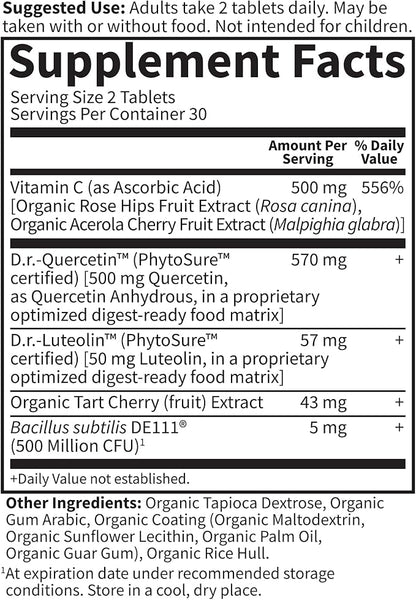 Garden of Life Quercetin Once Daily Immune System Support Supplement with Vitamin C, D & Probiotics – Dr Formulated – Immune Health, Respiratory Health, Skin Health, Gluten Free, Non GMO – 30 Tablets