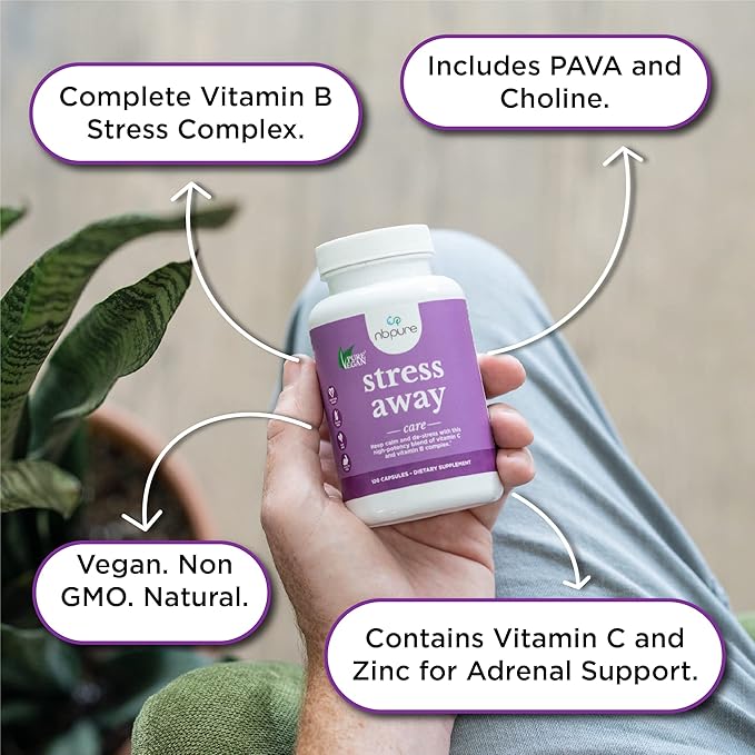 nbpure Stress Away All-Natural Stress Management Supplement Capsules, 100 Count