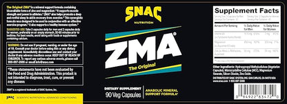 SNAC ZMA The Original Recovery & Sleep Supplement, Promotes Muscle Recovery, Immune Support & Restorative Sleep with Zinc, Magnesium & Vitamin B6, 180 Veggie Capsules (2 Pack of 90 Count)