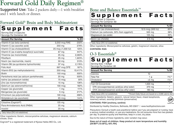 Dr. Whitaker's Forward Gold Daily Regimen Multi-Nutrient Vitamin Supplement for Adults 65+, 60 Packets (30-Day Supply)