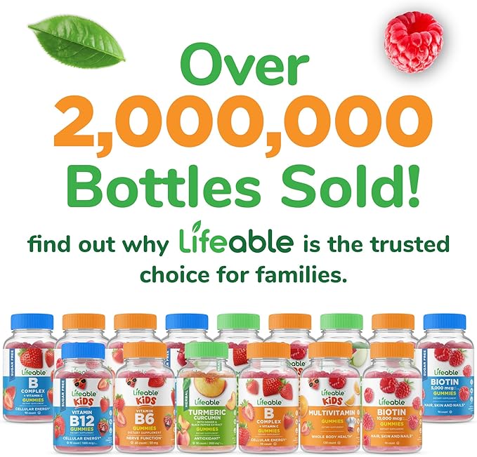 Lifeable Sugar Free Vitamin B12 Gummies | 1000 mcg | Great Tasting B12 Vitamins Gummies | Energy, Mood, and Metabolism Support | B 12 Vitamin Gummies for Men, Women, Adults | 90 Gummies