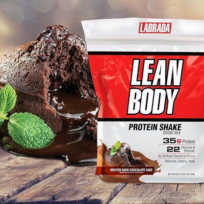 Labrada Lean Body Hi-Protein Meal Replacement Shake, Molten Dark Chocolate Cake PACKAGING MAY VARY