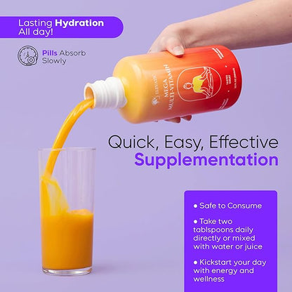 Mega Liquid Multivitamin | 32 Fl.oz (960ml) | Easy to Consume Daily Use Multivitamin Liquid | Nutrition & Immune Support | Packed with Vital Nutrients for All