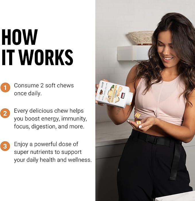 FORCE FACTOR Modern Mushrooms Soft Chews, Mushroom Supplement with Lions Mane, Turkey Tail, & Cordyceps to Support Energy, Immunity, & Digestion, Cinnamon Roll, 180 Soft Chews, 3-Pack