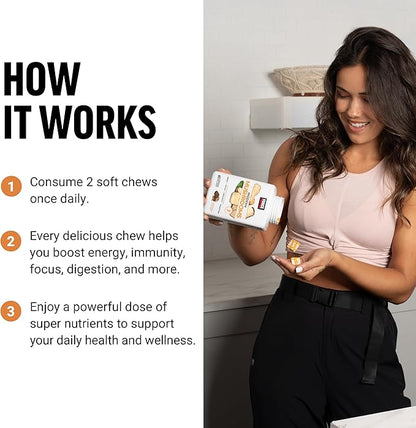 FORCE FACTOR Modern Mushrooms Soft Chews, Mushroom Supplement with Lions Mane, Turkey Tail, & Cordyceps to Support Energy, Immunity, & Digestion, Cinnamon Roll, 180 Soft Chews, 3-Pack