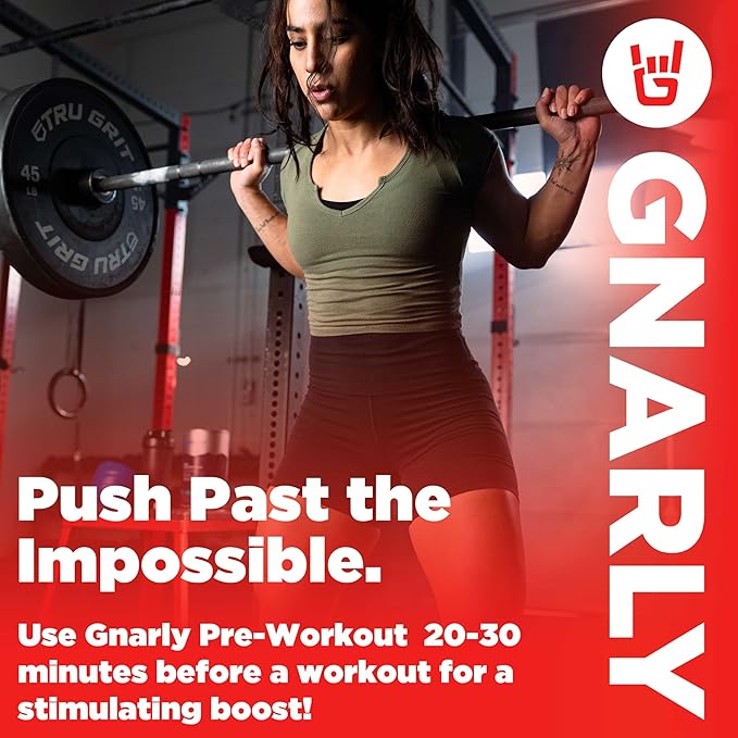 Gnarly Nutrition Natural Pre-Workout Powder - Endurance & Recovery, NSF Sport Certified, Vegan Pre Workout Wellness, Sports Nutrition - Strawberry Lemonade, Caffeine 14.82oz