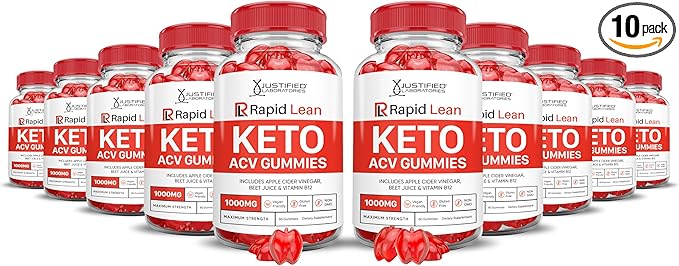 (10 Pack) Rapid Lean ACV Gummies Advanced Formula 1000MG Rapid Lean Gummies Apple Cider Vinegar Formulated with Pomegranate Beet Juice Powder B12 Vegan Non GMO 600 Gummys
