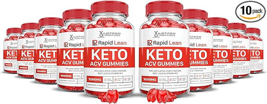 (10 Pack) Rapid Lean ACV Gummies Advanced Formula 1000MG Rapid Lean Gummies Apple Cider Vinegar Formulated with Pomegranate Beet Juice Powder B12 Vegan Non GMO 600 Gummys